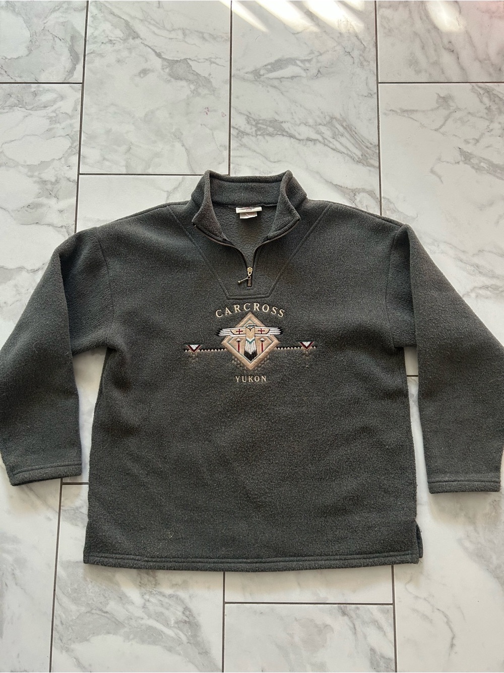 Vintage Yukon Native Quarter-Zip Fleece Pullover Sweater